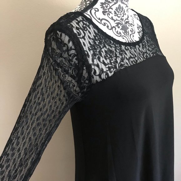 Nina Leonard - Long Sleeve Pocket Swing Dress - Black - Size Small - Picture 5 of 6